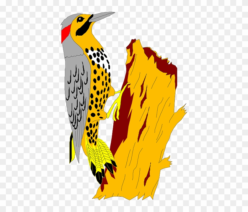Yellowhammer Tree, Bird, Wings, Stump, Feathers, Yellowhammer - Cartoon Yellowhammer #370862