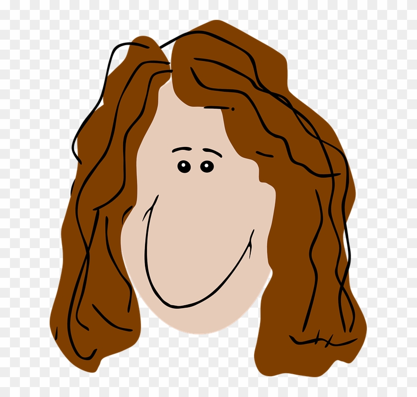 Brown Hair Clipart Woman Head - Cartoon With Brown Hair #370924