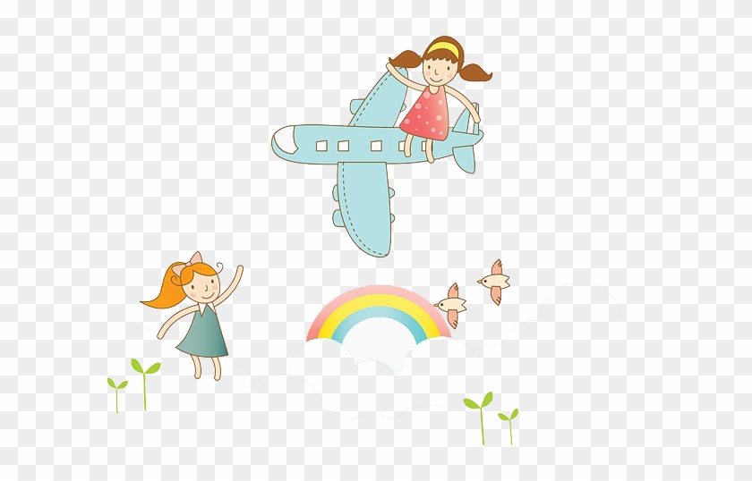 Airplane Flight Cartoon Illustration - Airplane Flight Cartoon Illustration #371014