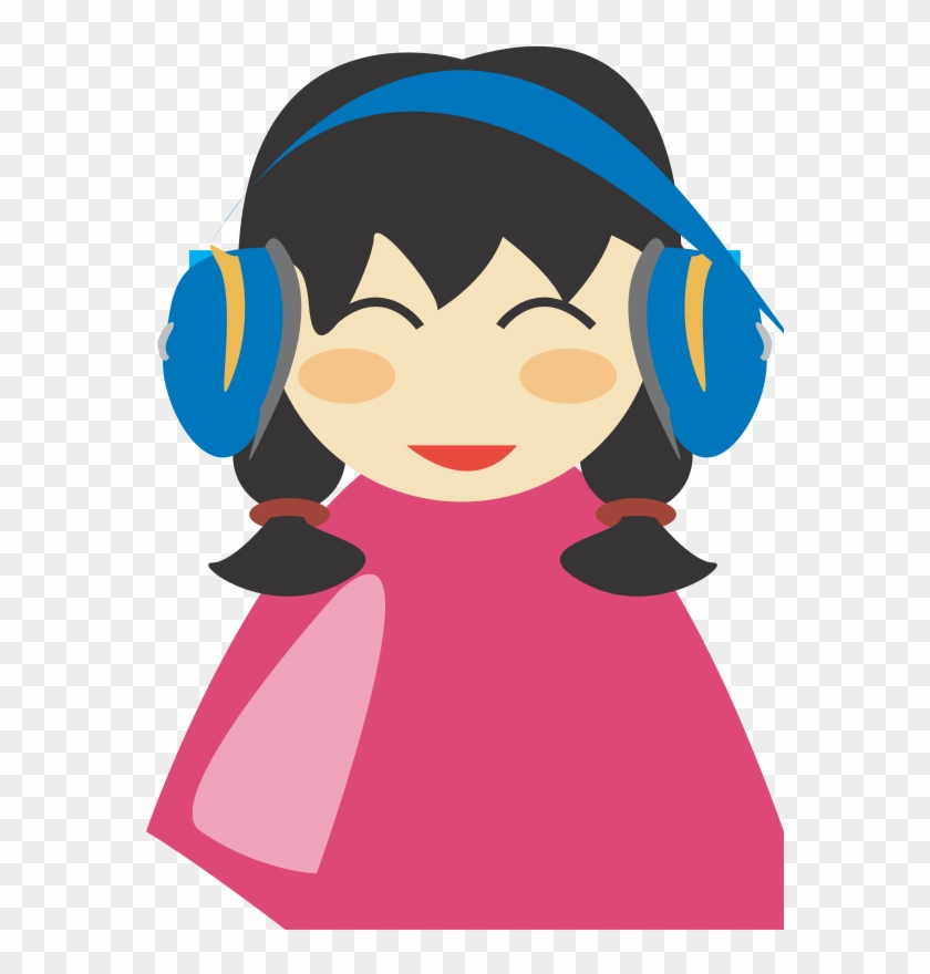 Pretty Button - Mädchen, Das Zu Den Kopfhörern Hört Grußkarte #371158