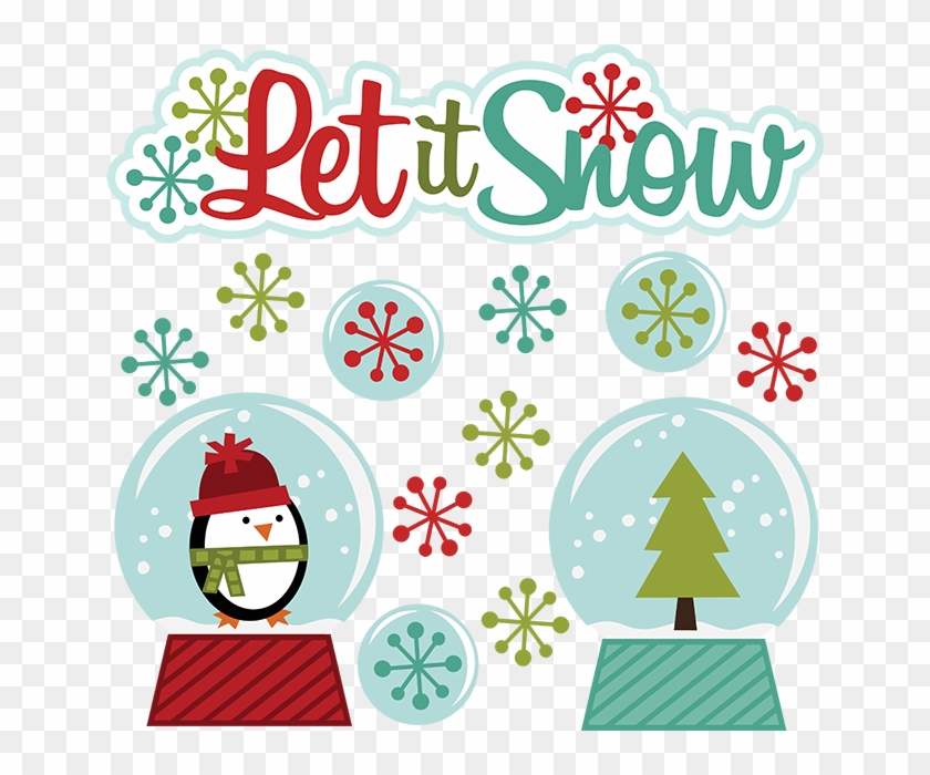 Colorful Clipart Snow - Let It Snow Penguin Round Ornament #371250