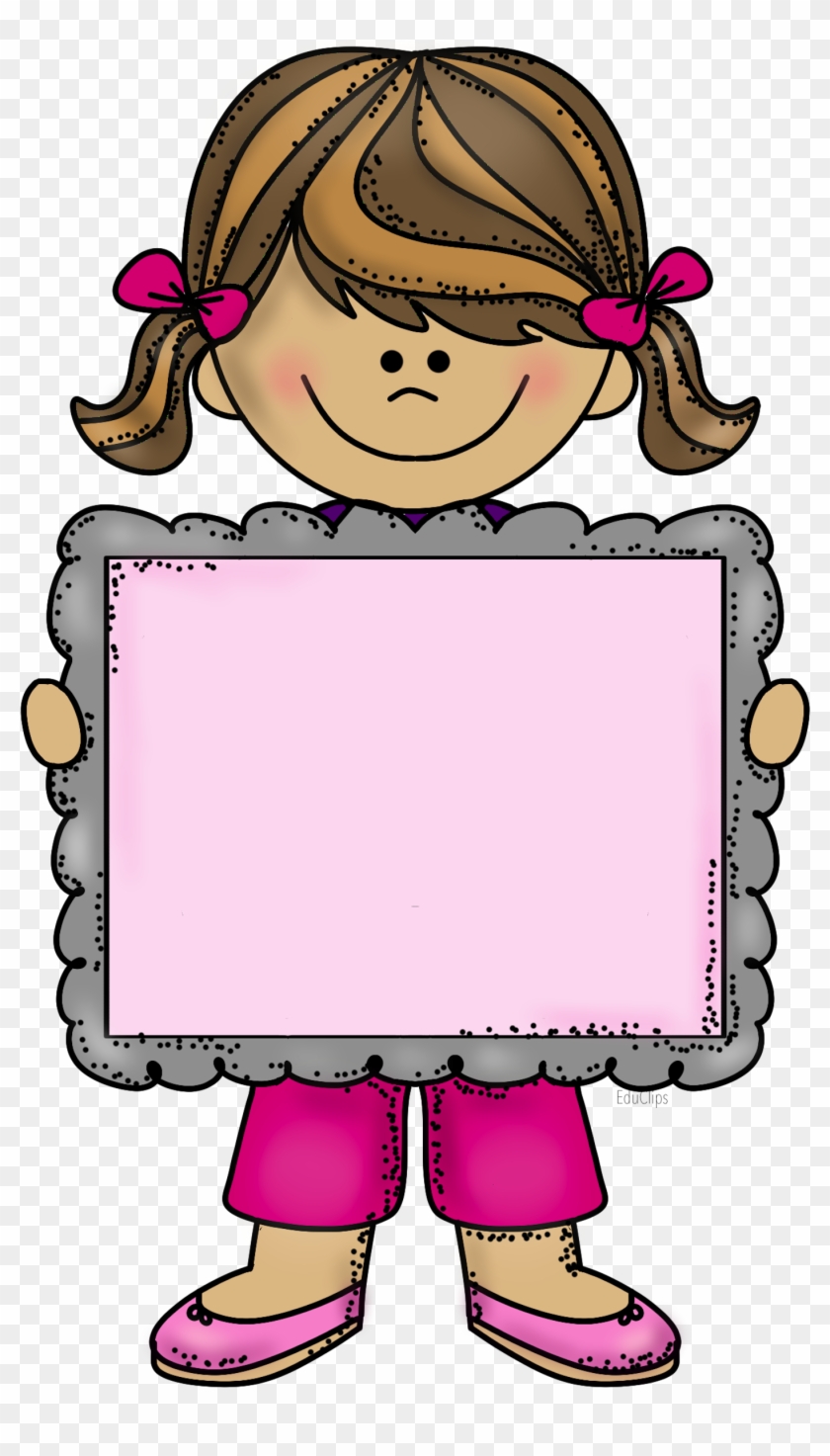 Clipart - Girl Holding Card Clipart #371268