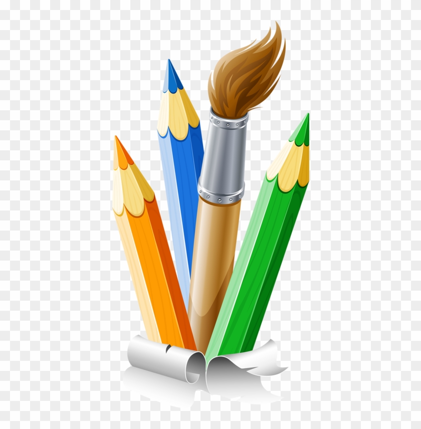 Color Clipart Paintbrush - Pencils And Paint Brushes #371422