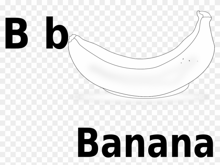 Banana Clip Art Black And White - B For Banana Image For Coloring #371434