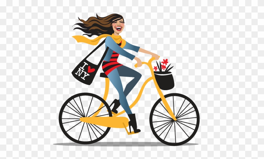 Bigsmile - Girl On Bicycle Clipart #371510