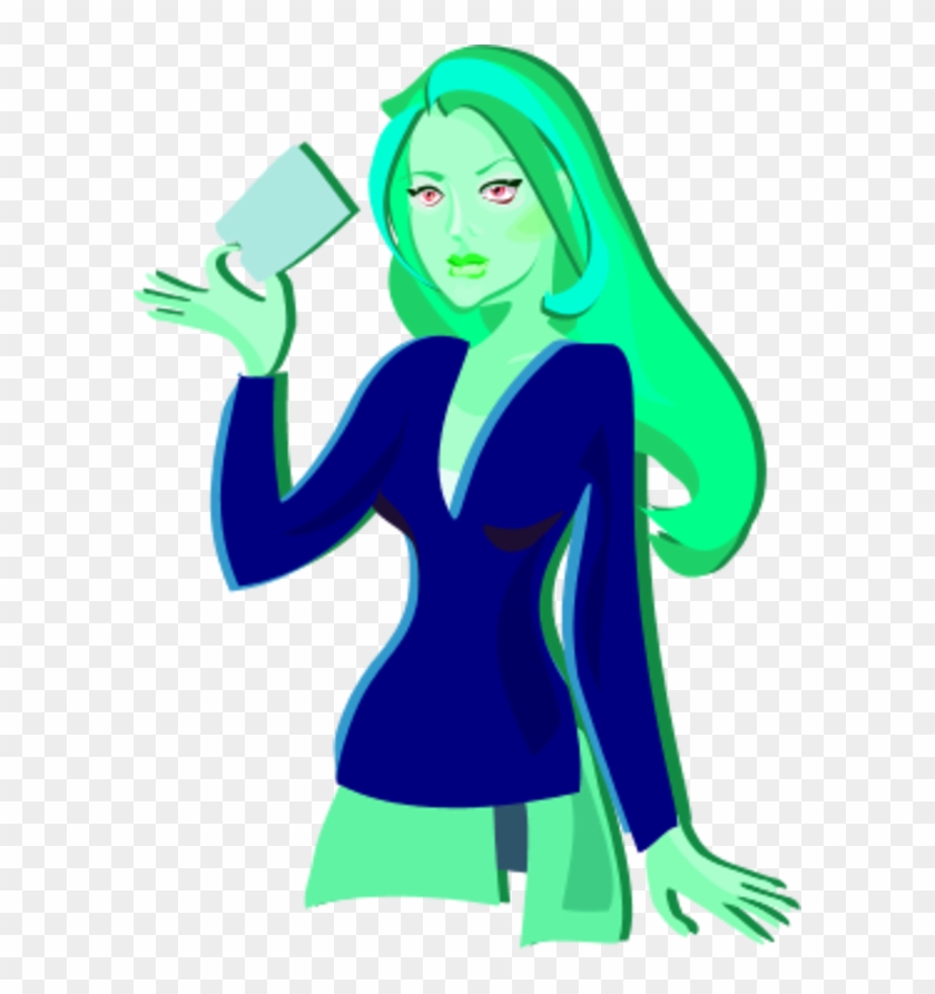Woman Holding A Card - Woman Holding A Card #371732