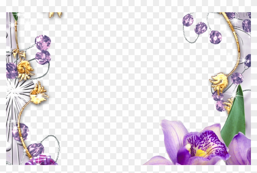 Purple Flower Borders And Frames Purple Flowers Golden - Border Clip Art Purple Floral Frames #371889