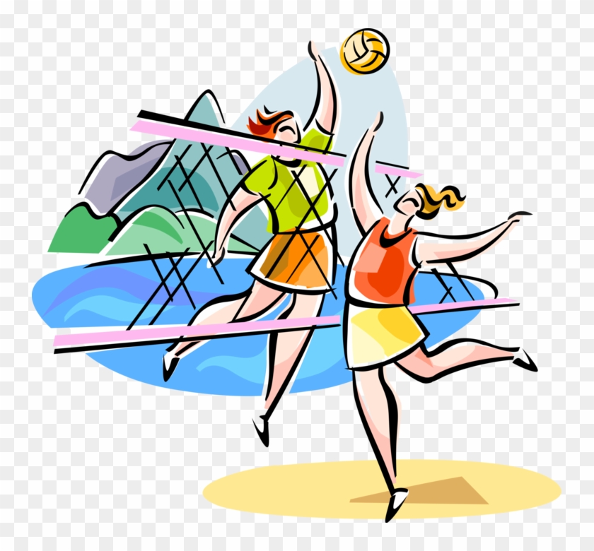 Vector Illustration Of Brazilian Beach Volleyball Sport - Beach Volleyball Game Clipart #372214