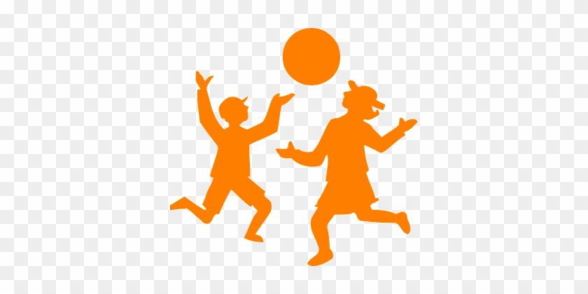 Children Playing Ball Silhouette Orange Ha - Kids Playing Clip Art #372217