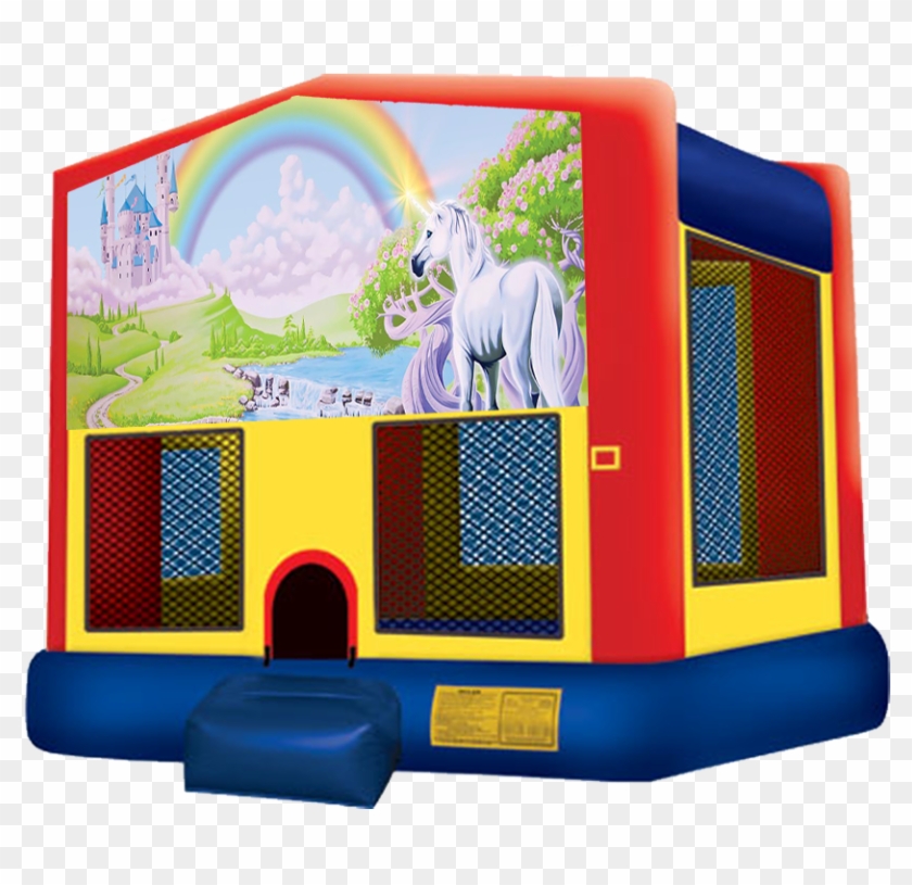 The Rainbow Unicorn Bounce House Features A Delightfully - Emoji Bounce House Rental #372339