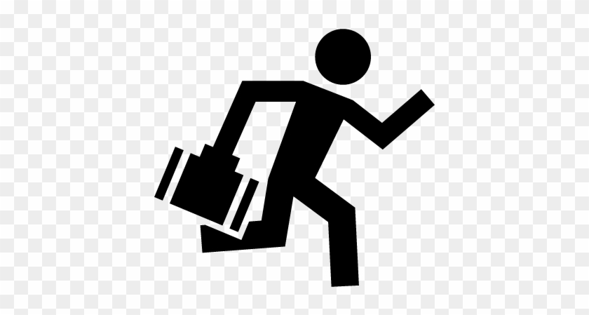 Worker Running With A Briefcase In One Hand Vector - Trabajador Icono #372557