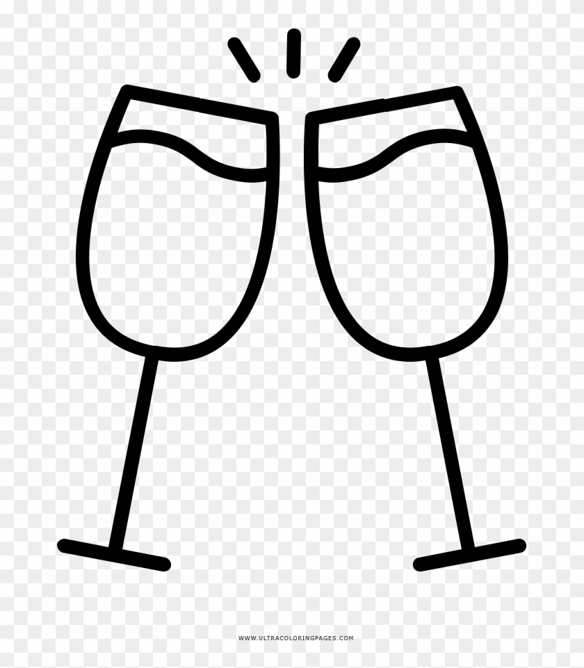 Cheers Coloring Page - Champagne Glass Svg #372838