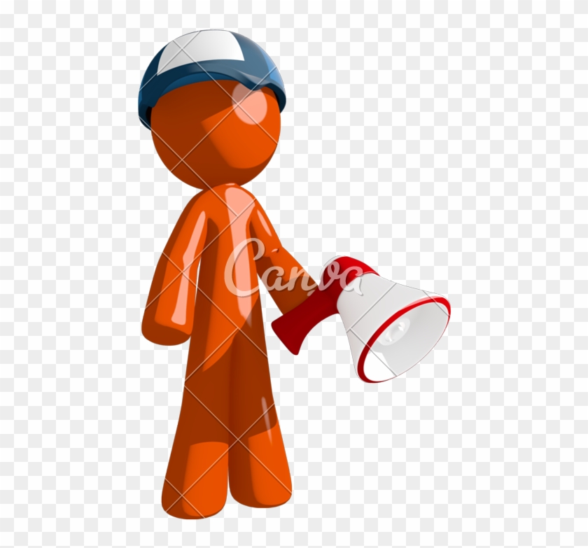 Orange Man Postal Mail Worker Holding Megaphone And - Cartoon #372902