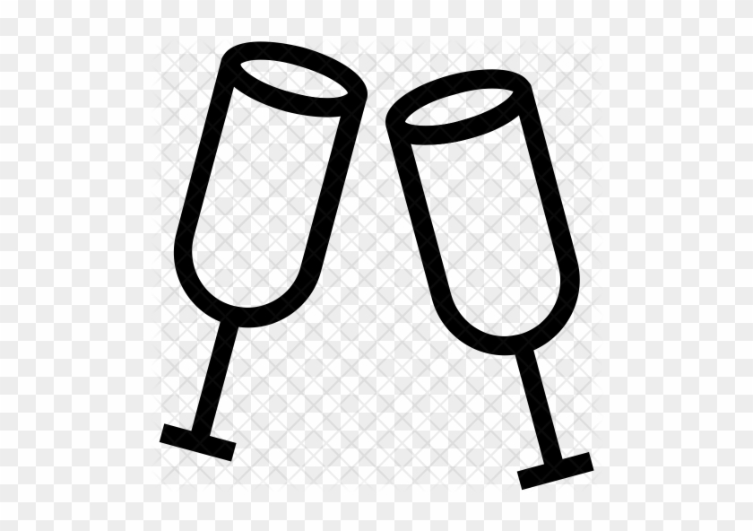 Cheers Icon - Cartoon Toasting Champagne Glasses #373055