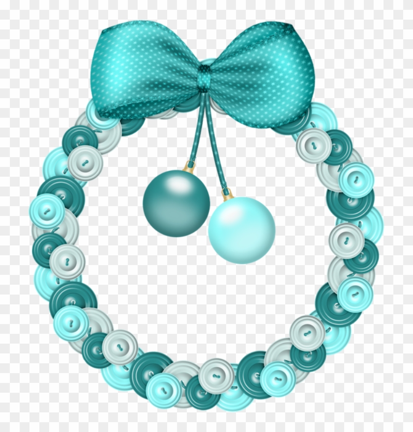 Christmas Blue Wreath Clip Art - Pearl #373157