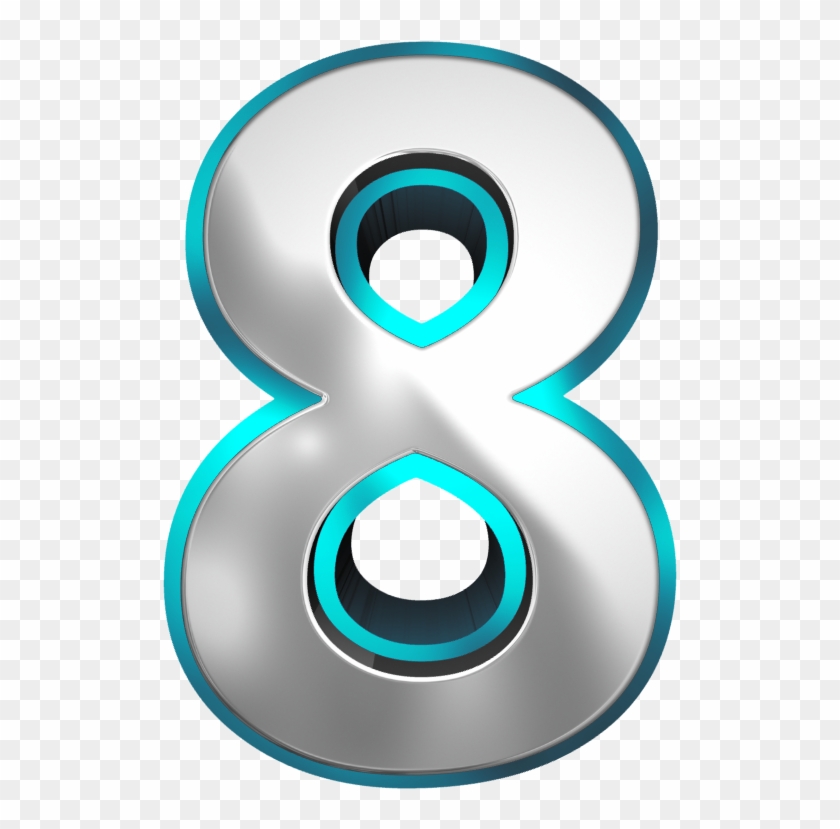Metallic And Blue Number Eight Png Clipart Image - Eight Clipart Png #373322
