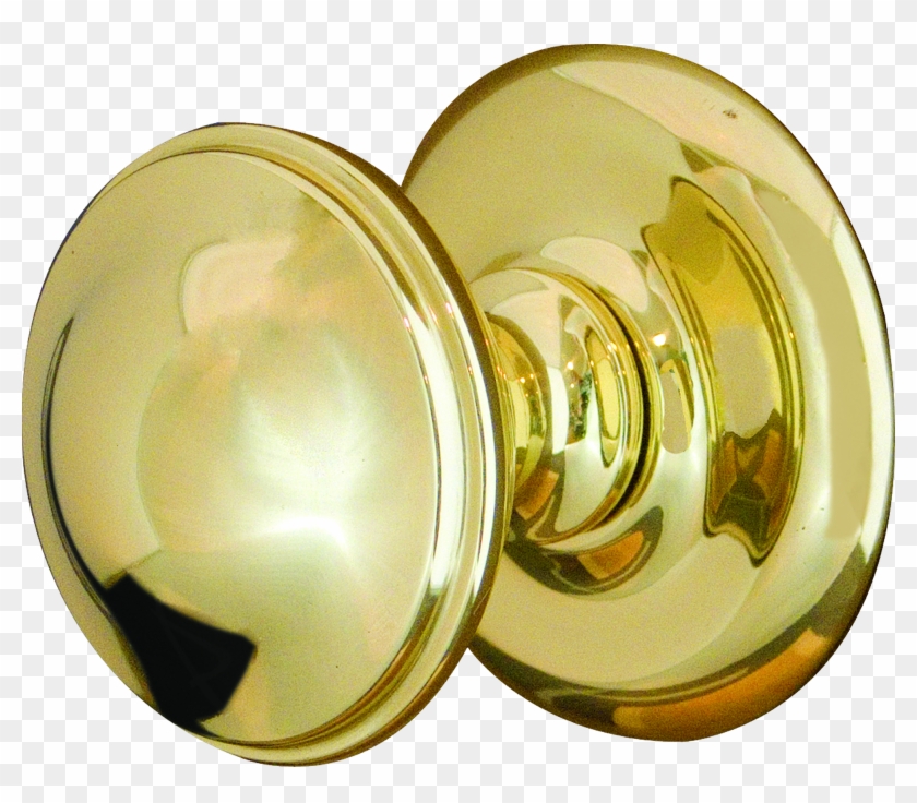 Round Dome Center Door Knob Polished Brass - Brass Door Knob Png #373597