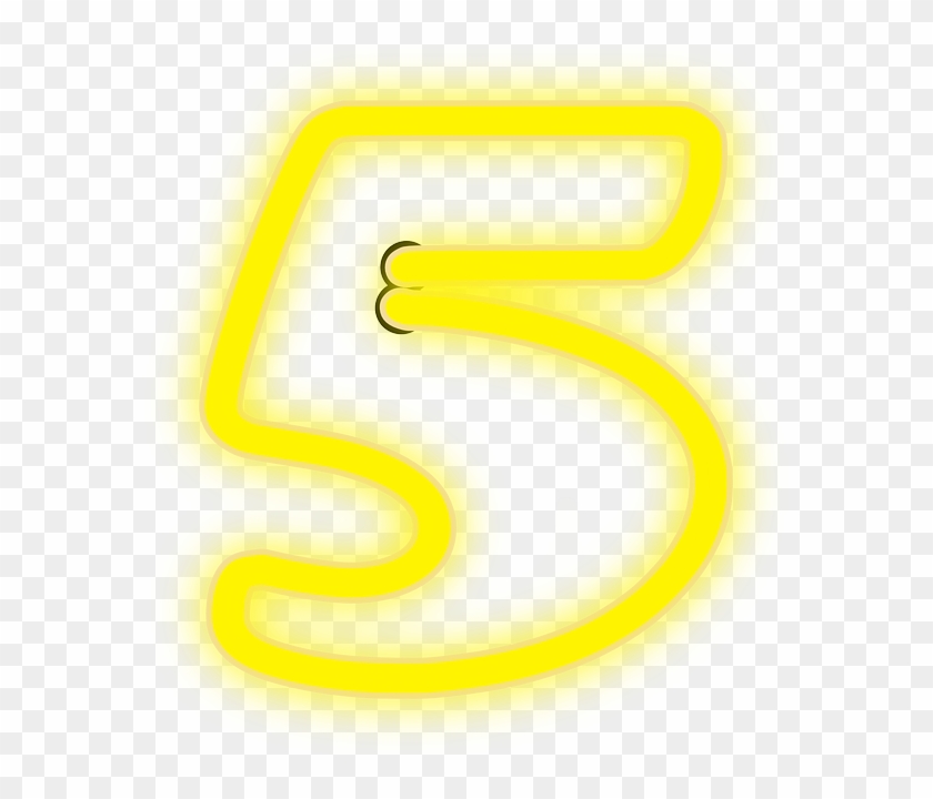 Electric Neon, 5, Lights, Number, Yellow, Electric - Numero 5 Neon #374018