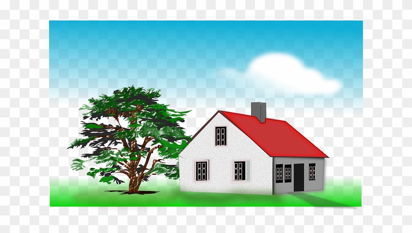 Vector Clip Art Of Large House Next To An Old Tree - Congratulations On Selling Your Home Card #374285