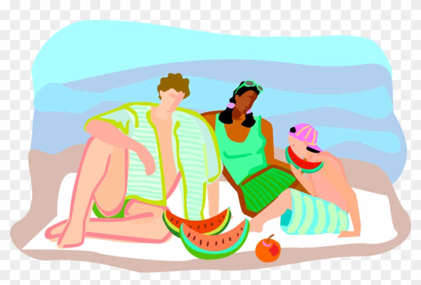 Vector Illustration Of Summer Vacation Day At The Beach - Illustration #374342