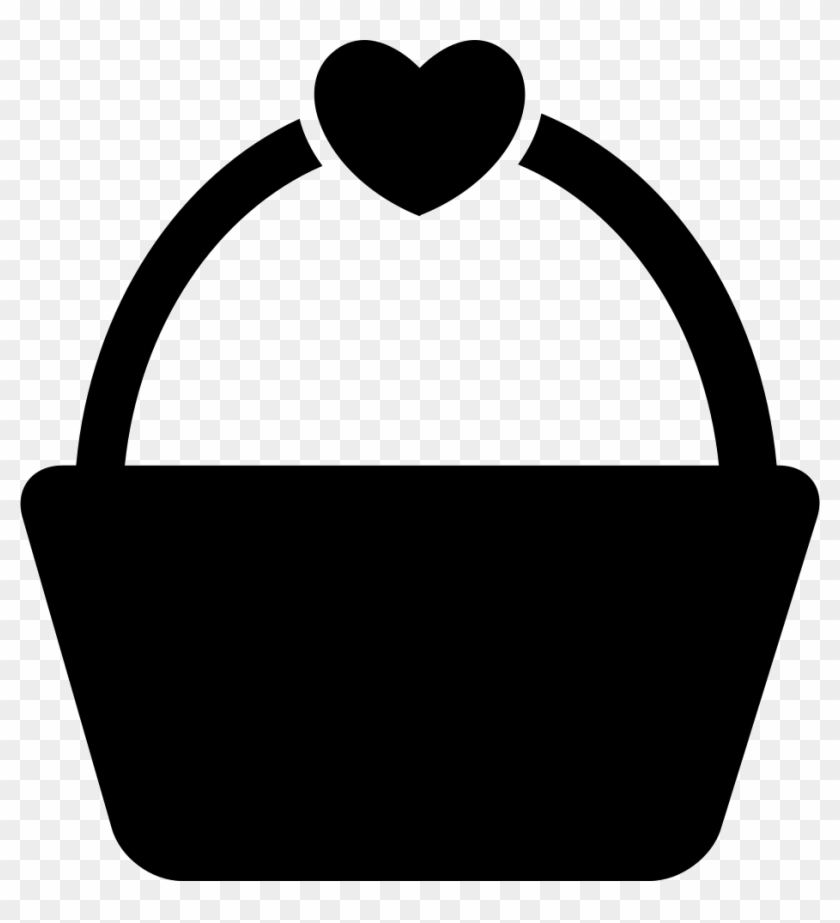 Shopping Or Picnic Basket With A Heart Shape Comments - Silhouette Of A Basket #374482