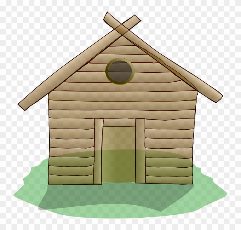 Buildings, Building, House, Home, Wooden, Silhouette - Three Little Pigs Wood House #374521