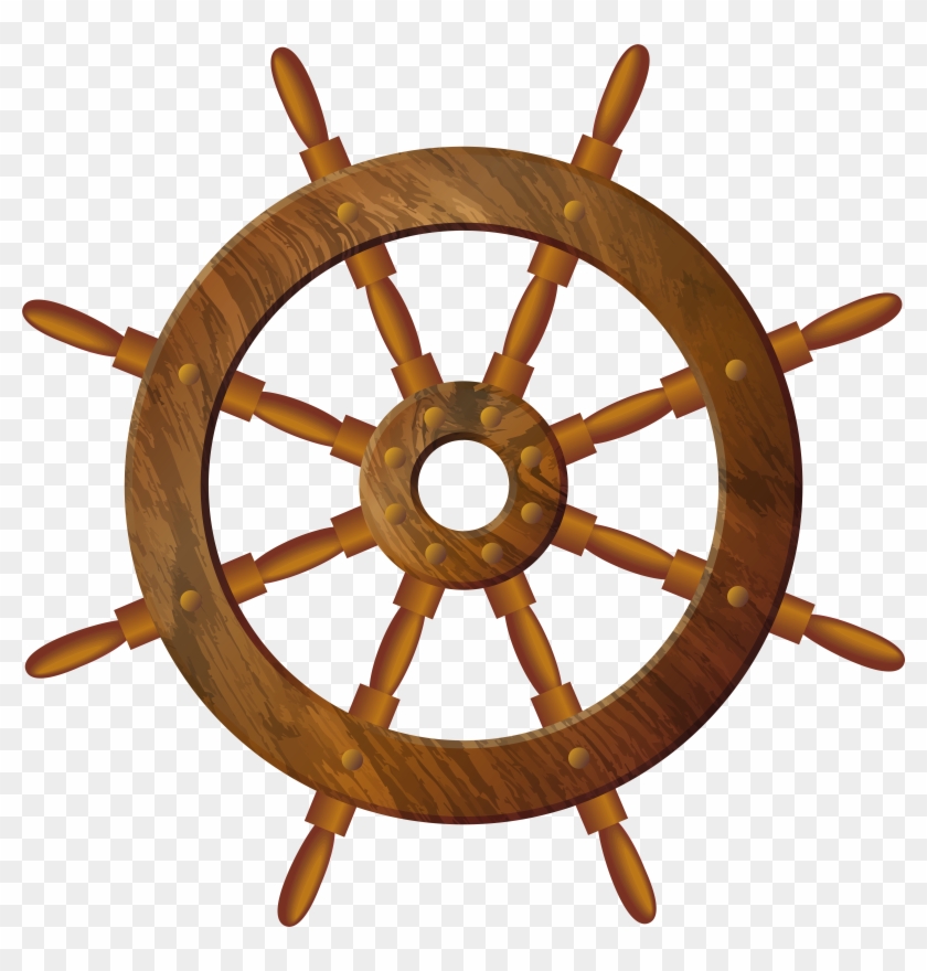 Wooden Wheel Transparent Png Clip Art Image - Ship Wheels Hd Vector #374587