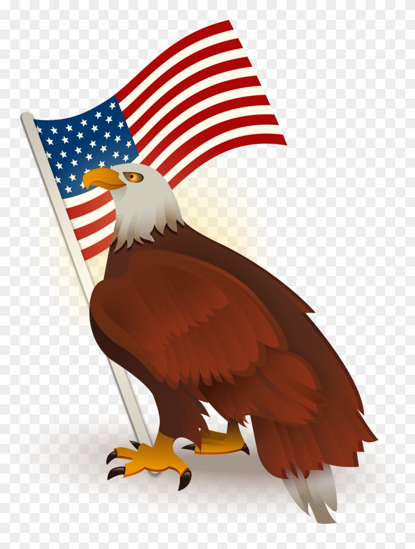 Bald Eagle Flag Of The United States Clip Art - Aguila De Estados Unidos Png #374674