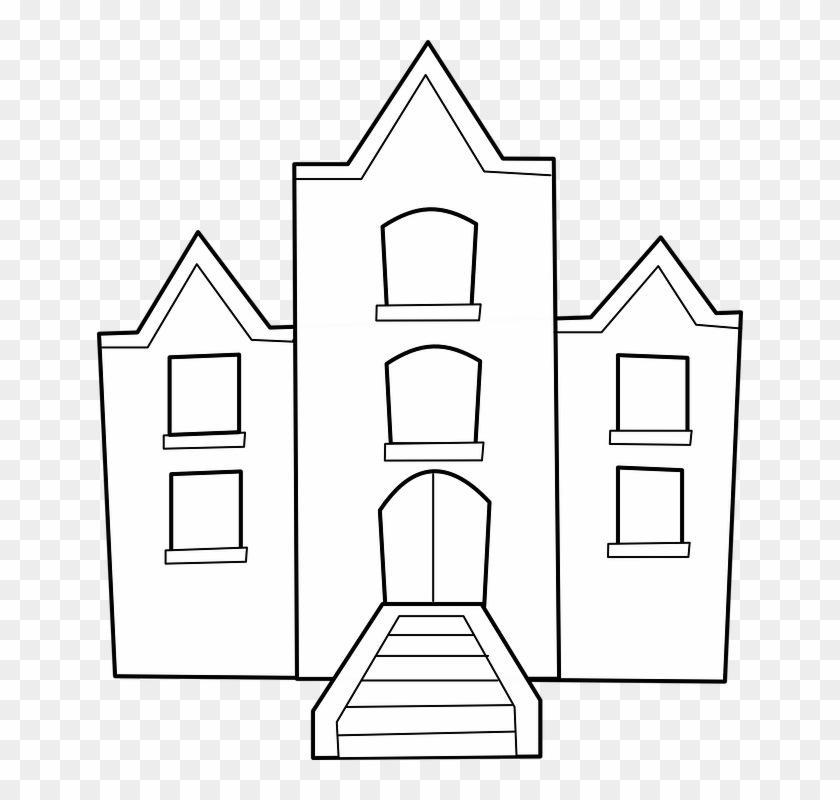 School Outline 1, Buy Clip Art - School Building Clip Art #374758