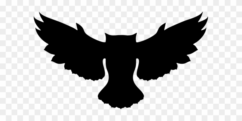 Owl, Bird, Animal, Wings Spread, Flying - Silhouette Of An Owl #374778