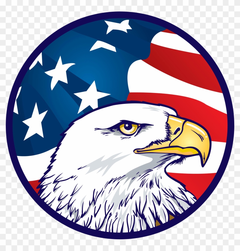 Eagle Flag Button - Eagle And Flag America Drawing #374808