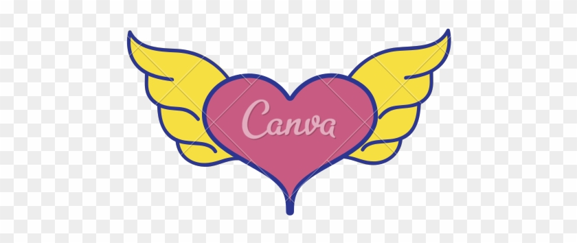 Heart With Wings Symbol Love Art - Use Canva Like A Pro #375021