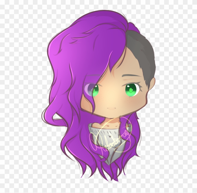 More Hair Chibi Sketches - Chibi Girl With Purple Hair #375381