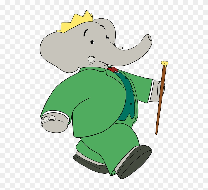 Babar, Badou Waving King Babar Walking With Scepter - Babar Cartoons #375518