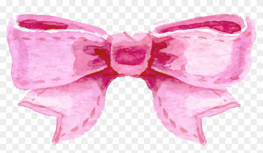 Watercolor Painting Drawing Clip Art - Pink Watercolor Bow Clipart #375797