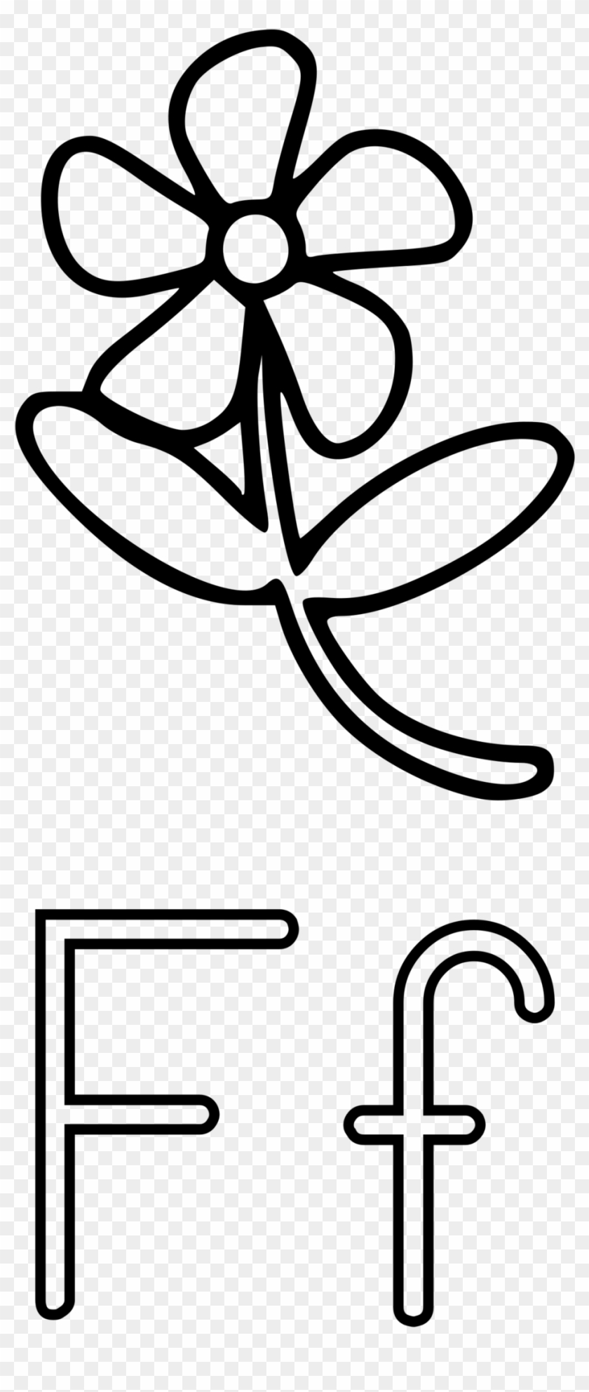 The Letter F With A Flower Transparent Free Download - Objects That Begins With Letter F Clipart Black And #375828