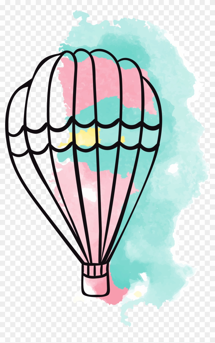 Airplane Hot Air Balloon Watercolor Painting Clip Art - Balloon Air Watercolor #375868