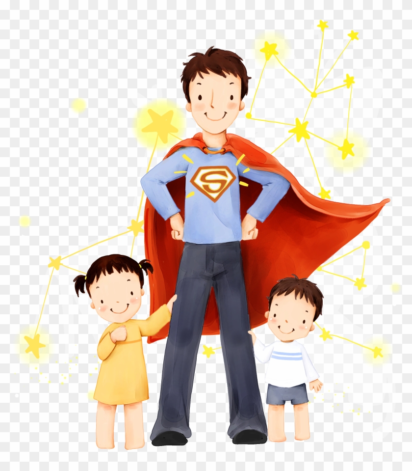 Clark Kent Father Son Daughter Illustration - Father And Son Cartoon - Free  Transparent PNG Clipart Images Download