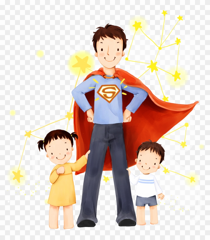 Clark Kent Father Son Daughter Illustration - Father And Son Cartoon #375924