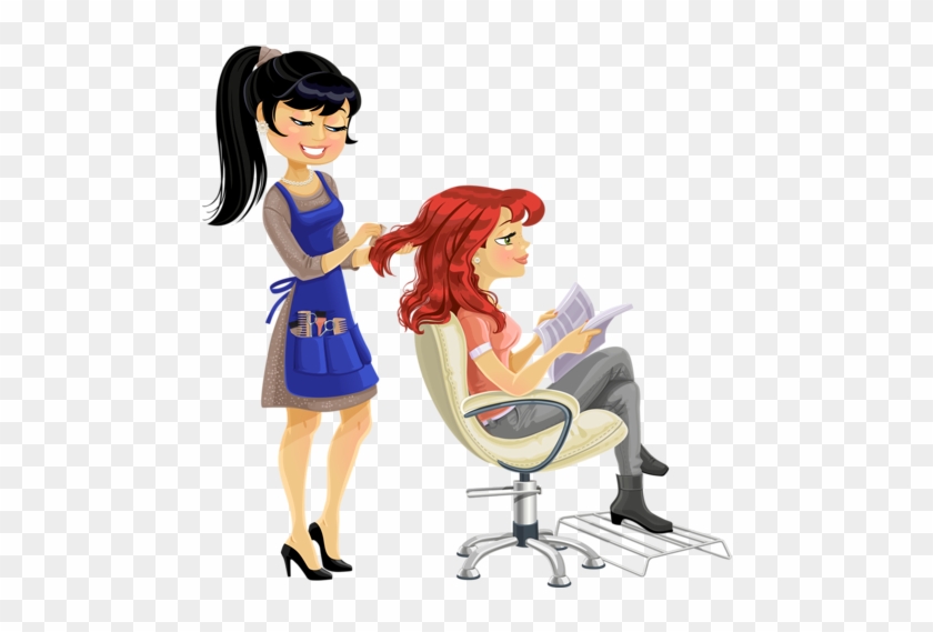 Barber Combing Cute Client Girl Vector Image On Vectorstock - Hairdresser Clipart #375981