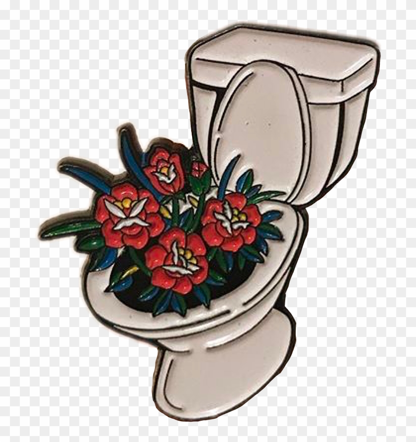 Toilet Flowers Pin Art Grunge Tumblr Icon Trash Sticker - Poinsettia #376102