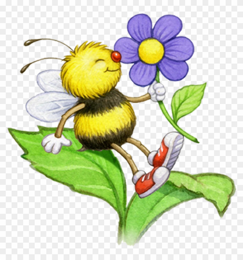 Bee Smelling A Flower Шмель На Цветке Рисунок Free Transparent PNG