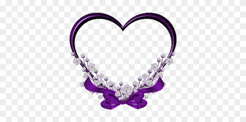 Frame Heart Purple Flower - Love Heart Frame Png #376256