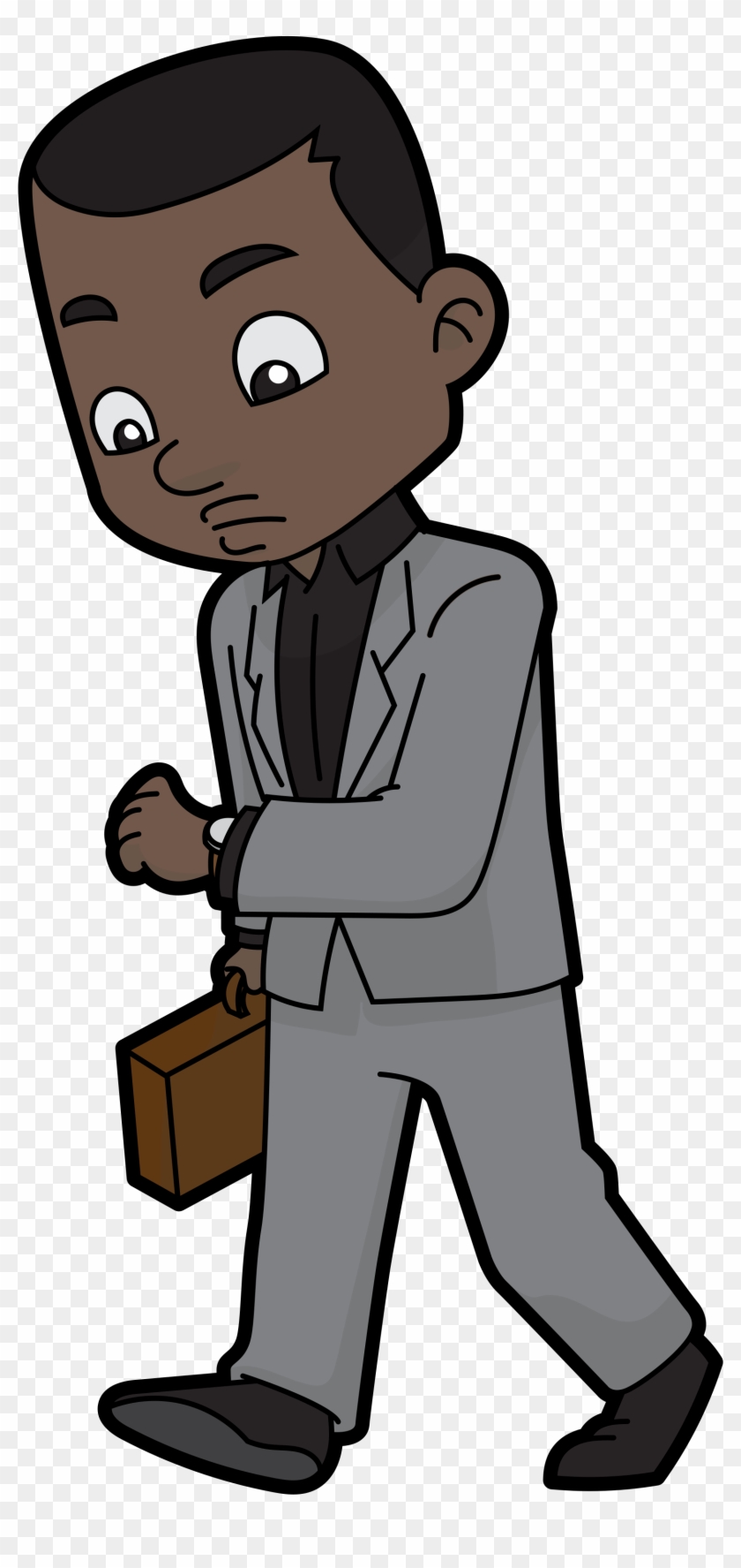 Open - Black Businessman Cartoon #376372