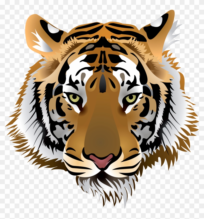 Tiger Head Png Clip Art - Free Vector Tiger Head #376467
