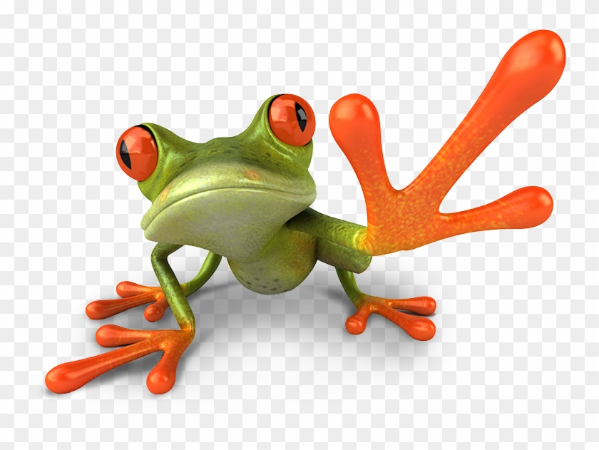 Frog Doing High Five - Green Frog Red Feet #376696