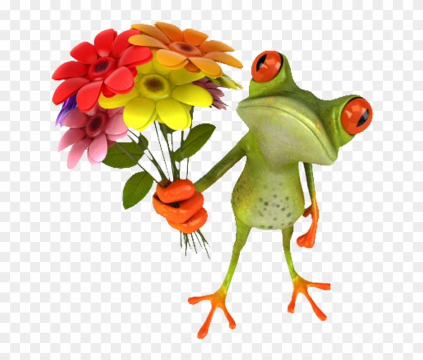 Frog 3d Funny Flowers Lyagushka - Good Morning Uth Gye #376742
