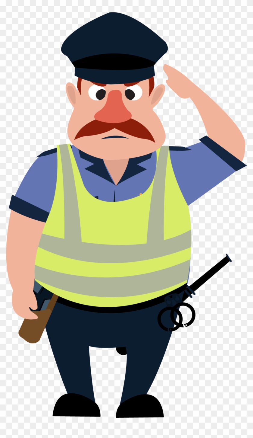 Salute Police Officer Security Guard Cartoon People's - Security Guard Cartoon #376933