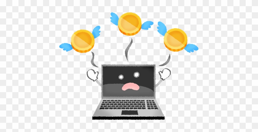 Flying Coins Out Of Laptop - Personal Computer - Full Size PNG Clipart ...
