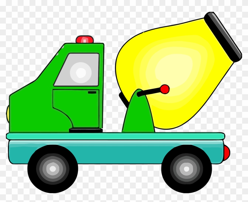 Cement Truck Yellow Green Clipart Png - Free Construction Truck Clipart #377424